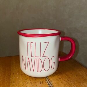Rae Dunn FELIZ NAVIDOG Red and White Ceramic Coffee Mug BRAND NEW!!